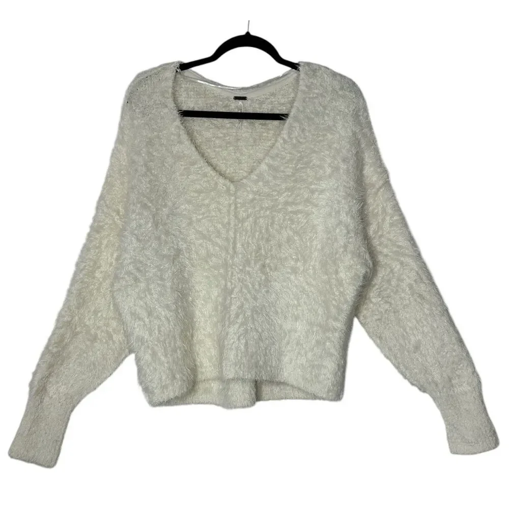 Free People‎ Sweater Women Medium Cream White Angelic Oversized Outdoor Soft